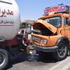 تصادف کامیون و تریلر گاز مایع | عکس از : 