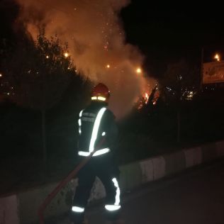 آتش نشانی نیشابور - آتش سوزی فضای سبز مقابل فرهنگسرا