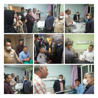 آتش نشانی نیشابور - عیادت شهردار نیشابور از دو آتش نشان آسیب دیده حادثه شهرک صنعتی