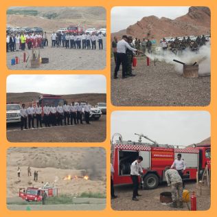 آتش نشانی نیشابور - حضور فعال سازمان آتش نشانی در مانور استانی اطفای حریق مراتع منابع طبیعی