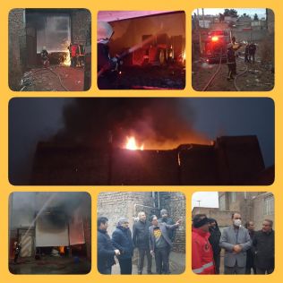آتش نشانی نیشابور - آتش سوزی گسترده انبار لوازم خانگی با تلاش بی وقفه آتش نشانان مهار شد