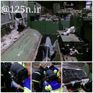 آتش نشانی نیشابور - بی احتیاطی موجب آسیب به دست کارگر کارگاه پنبه زنی شد