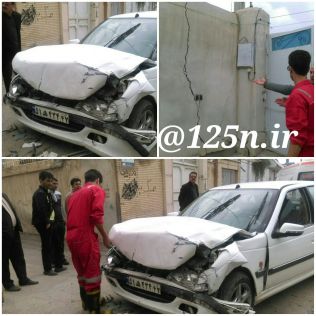 آتش نشانی نیشابور - برخورد شدید پژو پارس با دیوار دو مصدوم برجای گذاشت