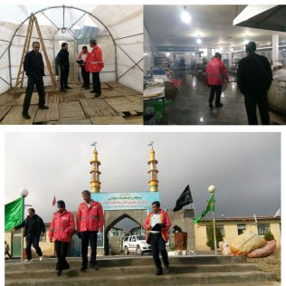 آتش نشانی نیشابور - بازدید کارشناسان ایمنی و پیشگیری از حریق از موکب ها و استراحت گاه های زائران پیاده امام رضا (ع)