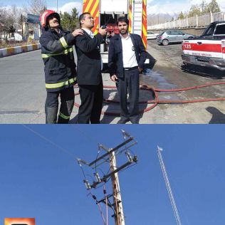 آتش نشانی نیشابور - آتش سوزی در خطوط فشار قوی برق مهار شد 