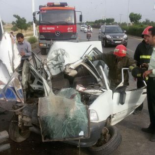 آتش نشانی نیشابور - برخورد شدید دو خودرو